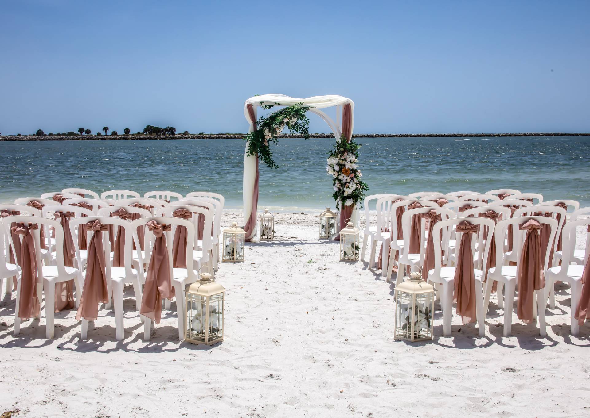 beach wedding ceremony set up